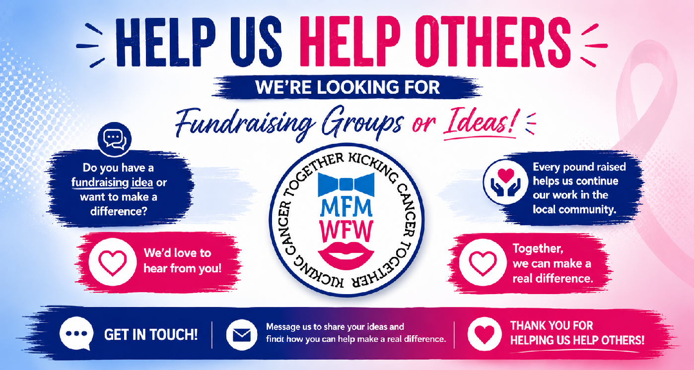 Help Us Help Others — We're looking for Fundraising Groups or Ideas! Get in touch with Miles For Men & Walk For Women